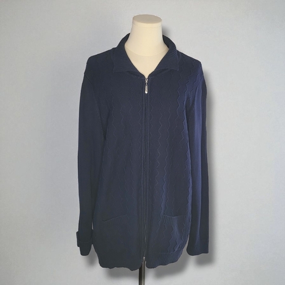 Allison Daley Sweaters - Allison Daley Deep Blue Textured Jacket